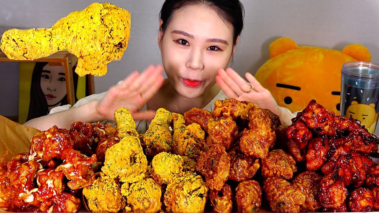 치킨4 Set 실화냐 슈프림양념 뿌링클닭다리 허니콤보 볼케이노윙봉 치킨 먹방 Mukbang