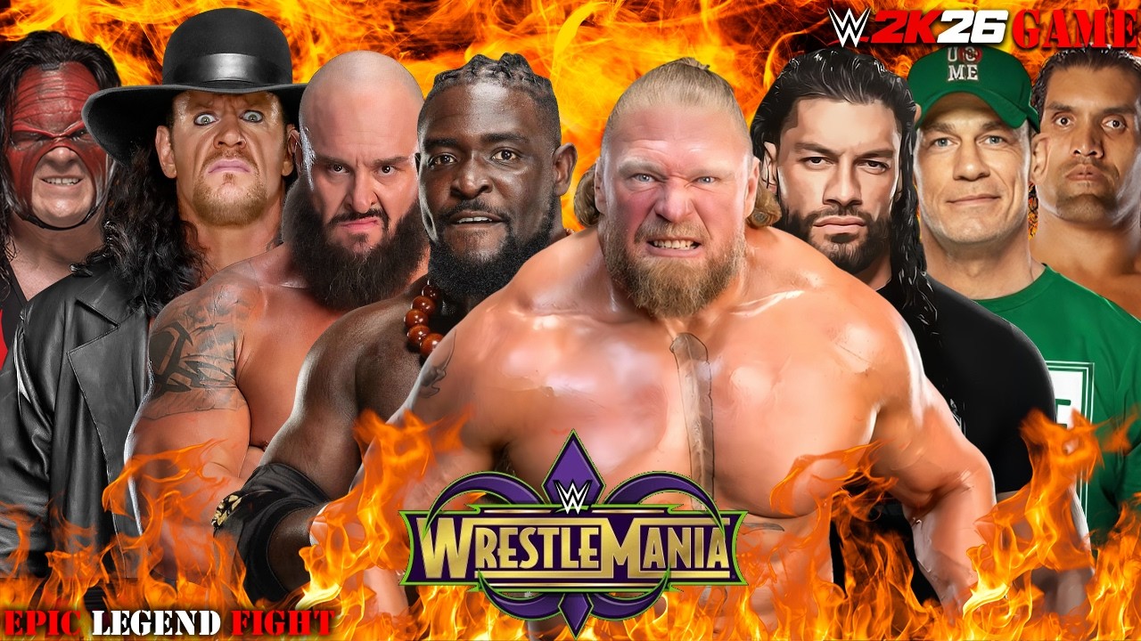 8 GIANTS COLLIDE! Reigns, Lesnar & Cena vs Undertaker, Kane, Braun & Oba Femi | 8-Man Tag WWE 2K26
