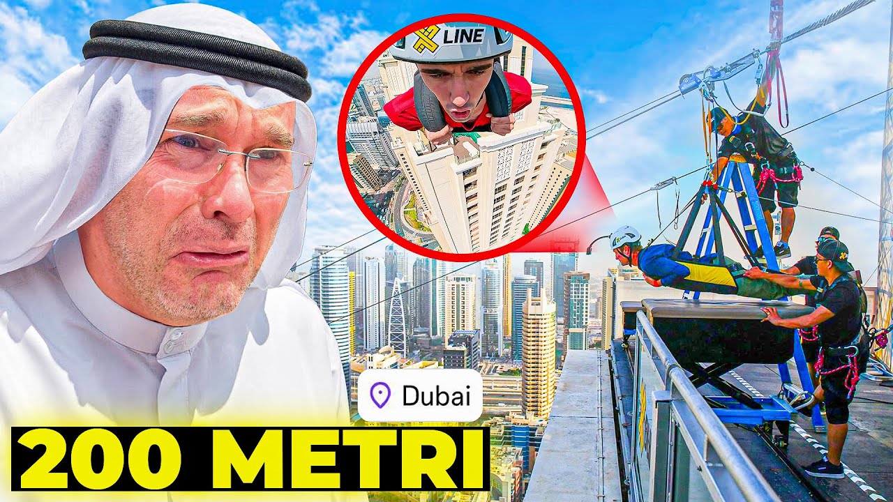 SCHERZO PAPÀ FACCIO la ZIPLINE a DUBAI da 200 METRI! HOTEL ATLANTIS! (impazzisce)