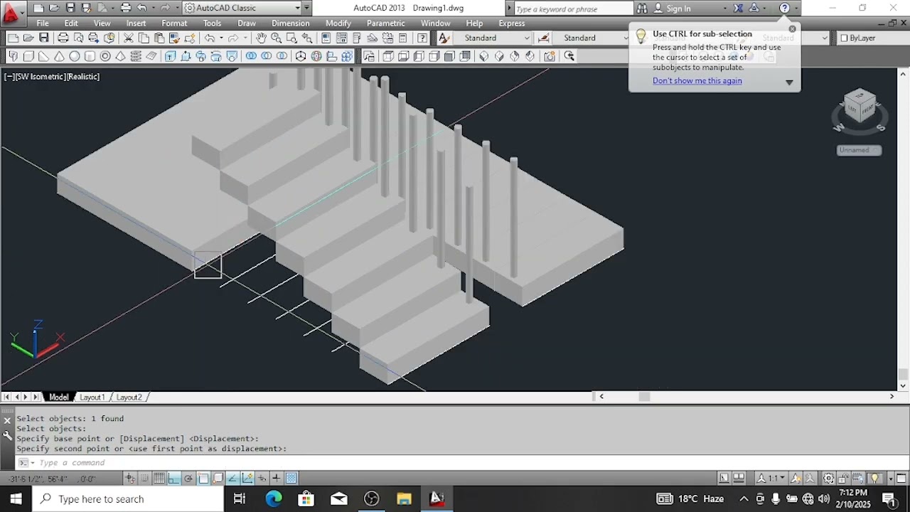How to draw Rectangular Stair with  very Easy method in Auto cad..