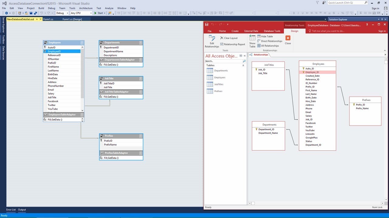 VB.Net Access Database Part 1 - How to Create Tables and Relationships