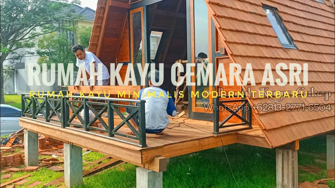 Rumah kayu minimalis modern, rumah kayu cantik dan asri.