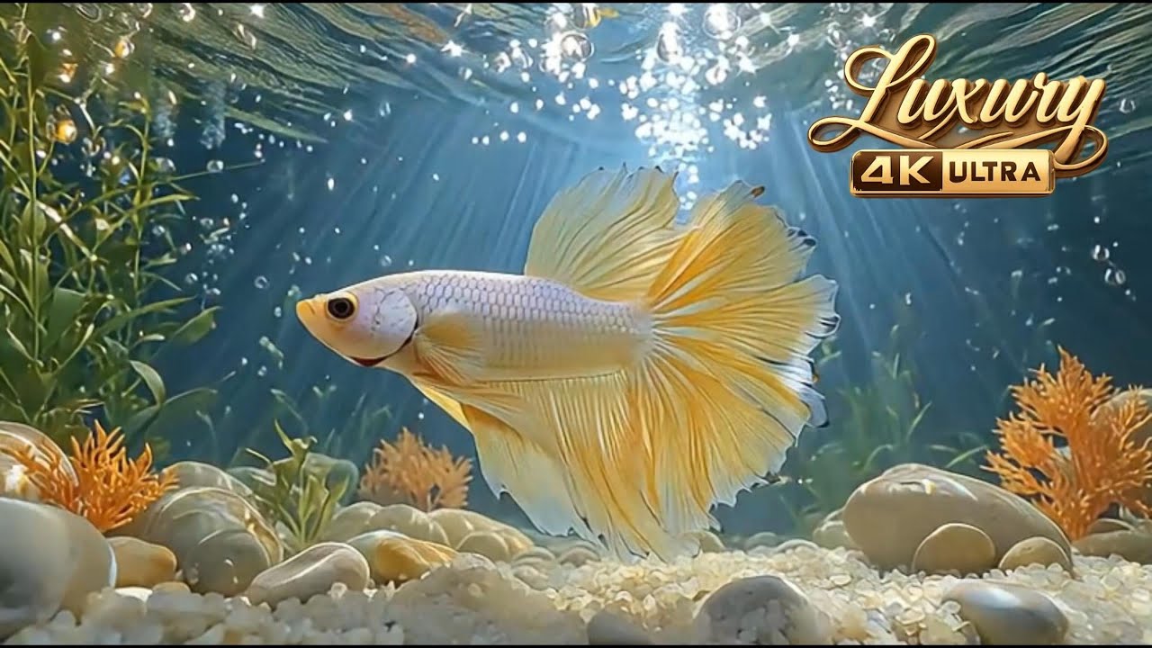 Aesthetic & Calm4K Beautiful  Luxury Betta Fish Aquarium Pure Relaxation with Bubble&music Ambience