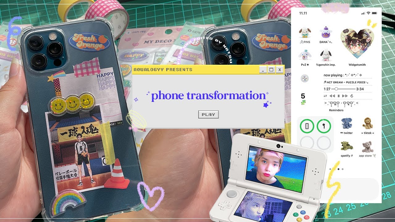 🌊phone transformation | aesthetic ios14 layout, phone case, widget tutorial