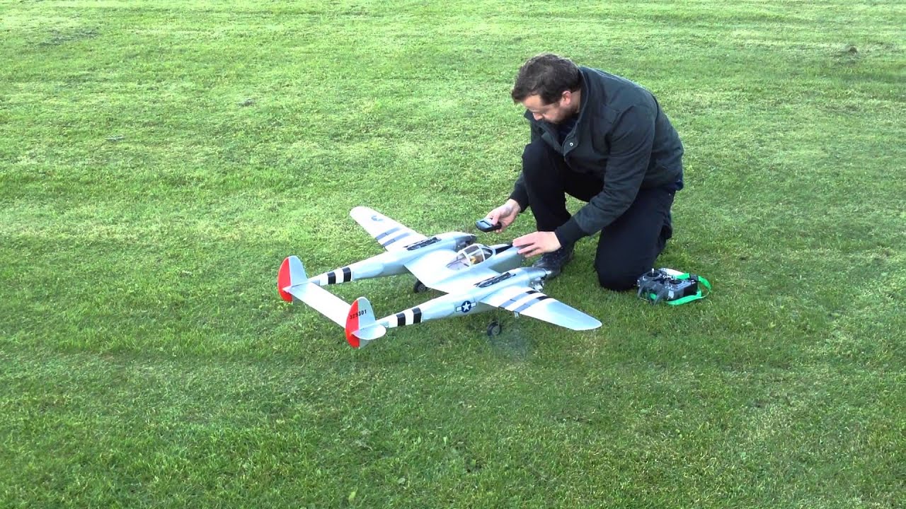 p-38 lightning rc warbird with 2 asp .21 engines
