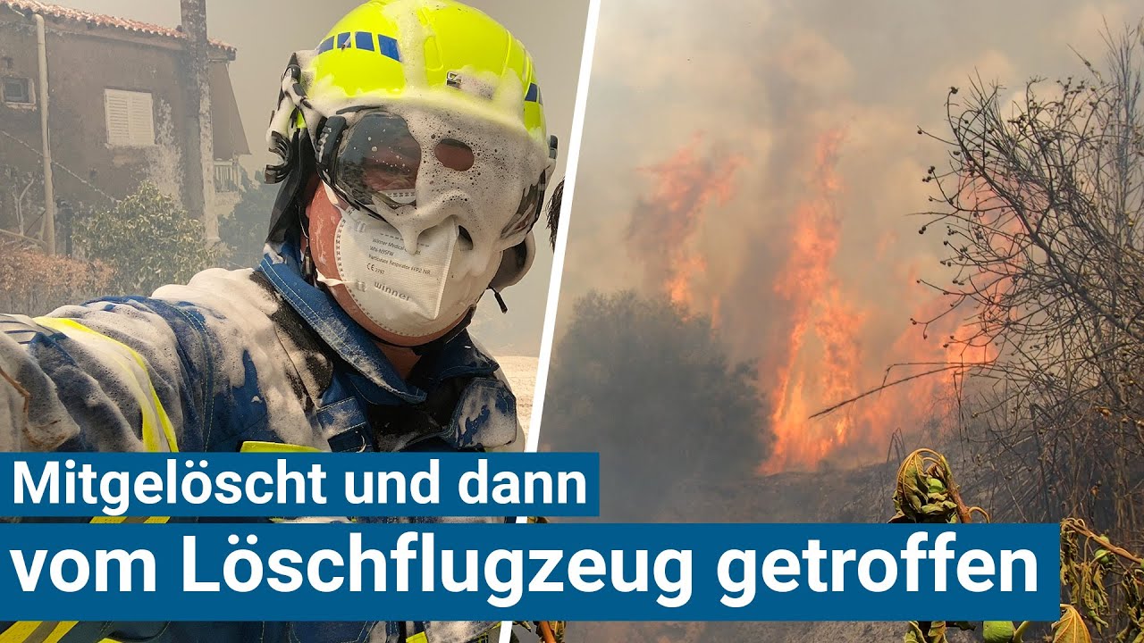 Mitgelöscht und vom Löschflugzeug getroffen: Waldbrände in Griechenland außer Kontrolle