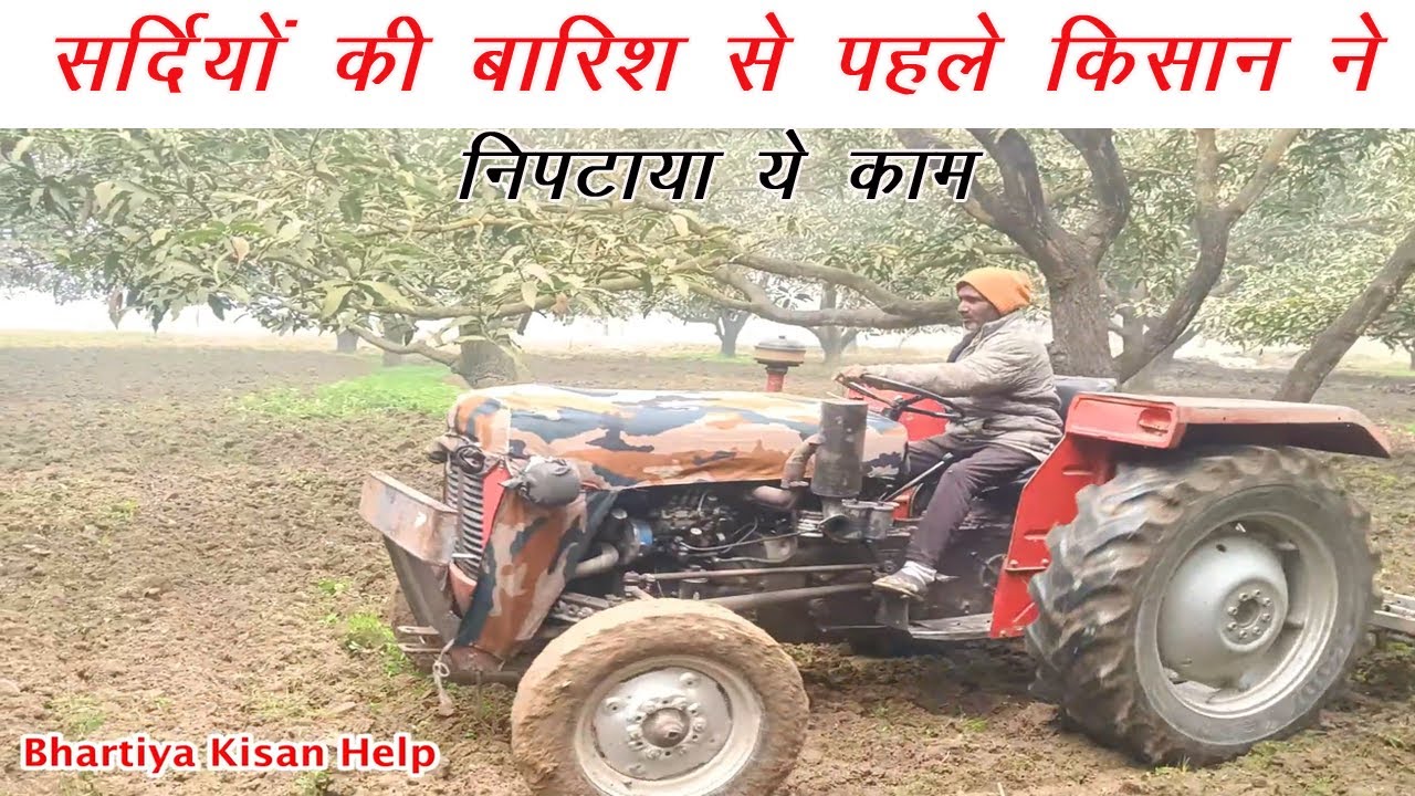 फरवरी में बारिश आने से पहले किसान ने की आम के बाग़ की जुताई  | Bhartiya Kisan Help