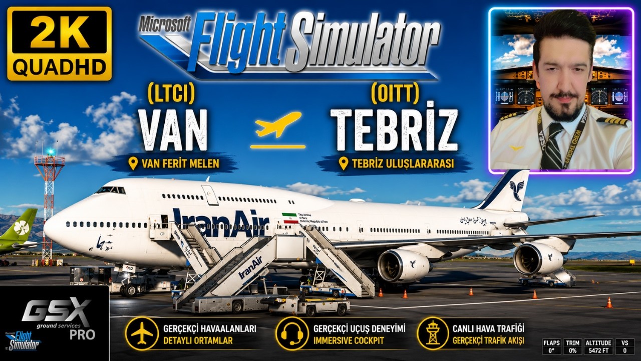 Van Ferit Melen - Tabriz Airport Landing | Iran Air 747-800  | MSFS 2020