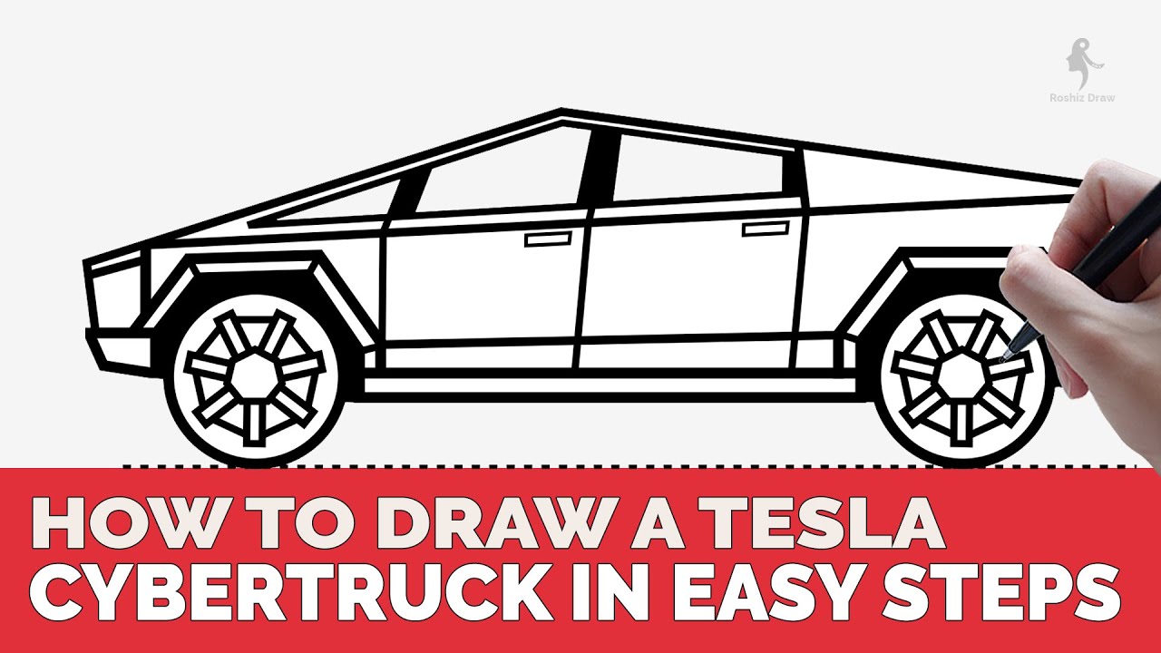 HOW TO DRAW TESLA CYBERTRUCK EASY