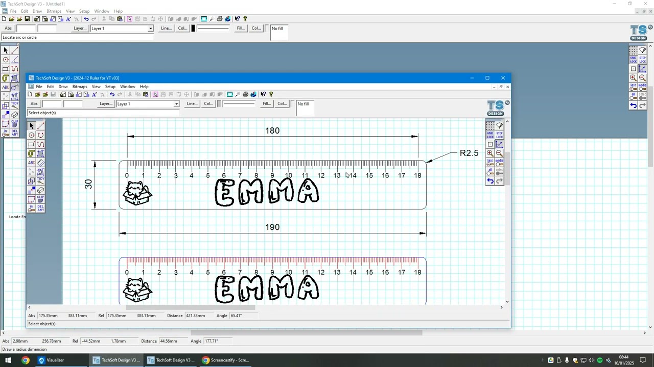 Create a ruler using Techsoft Design V3 - Av2