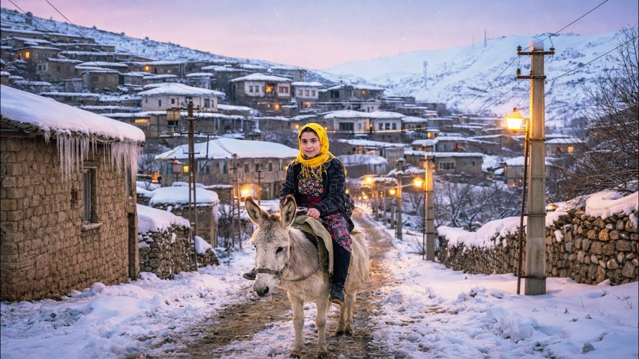 Village Lifestyle in Iran |Surviving a Harsh Snowy Day as a Village Woman