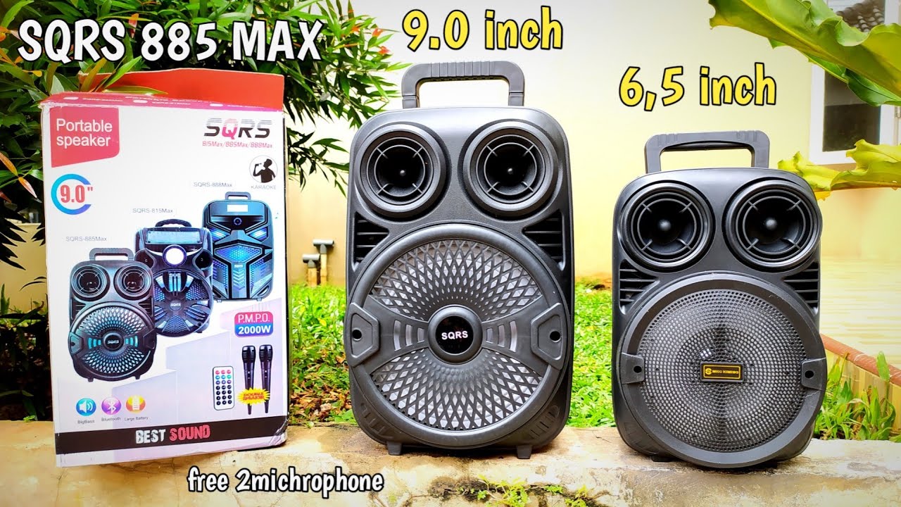 SQRS 885MAX SPEAKER BLUETOOTH 9INCH PORTABLE KARAOKE FREE 2 MICROPHONE | UNBOXING-REVIEW