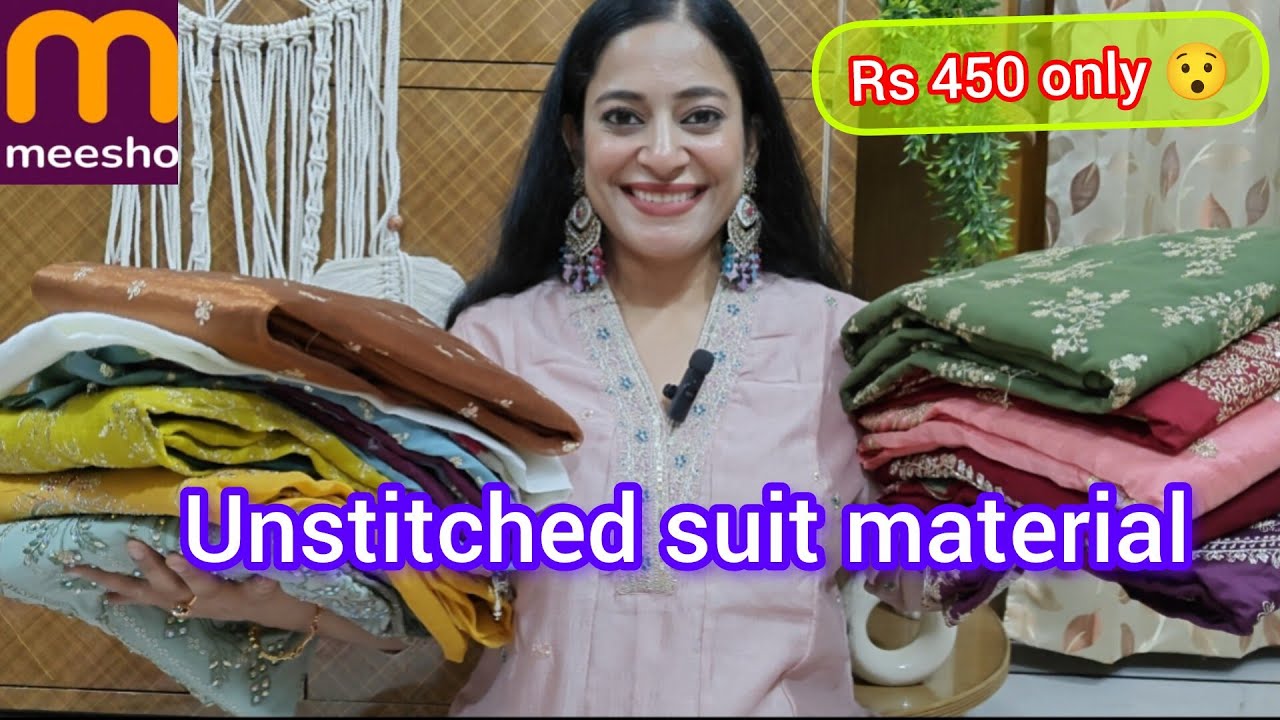 Meesho 🛍️15+ unstitched suit material ❤️ Rs 450 only 😯 review #meesho