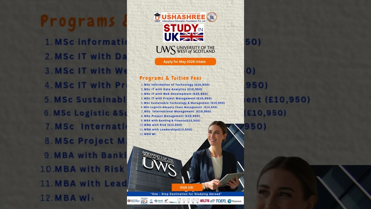 USHASHREE | Study Master in London or in Paisley UWS!  High Visa Success! 