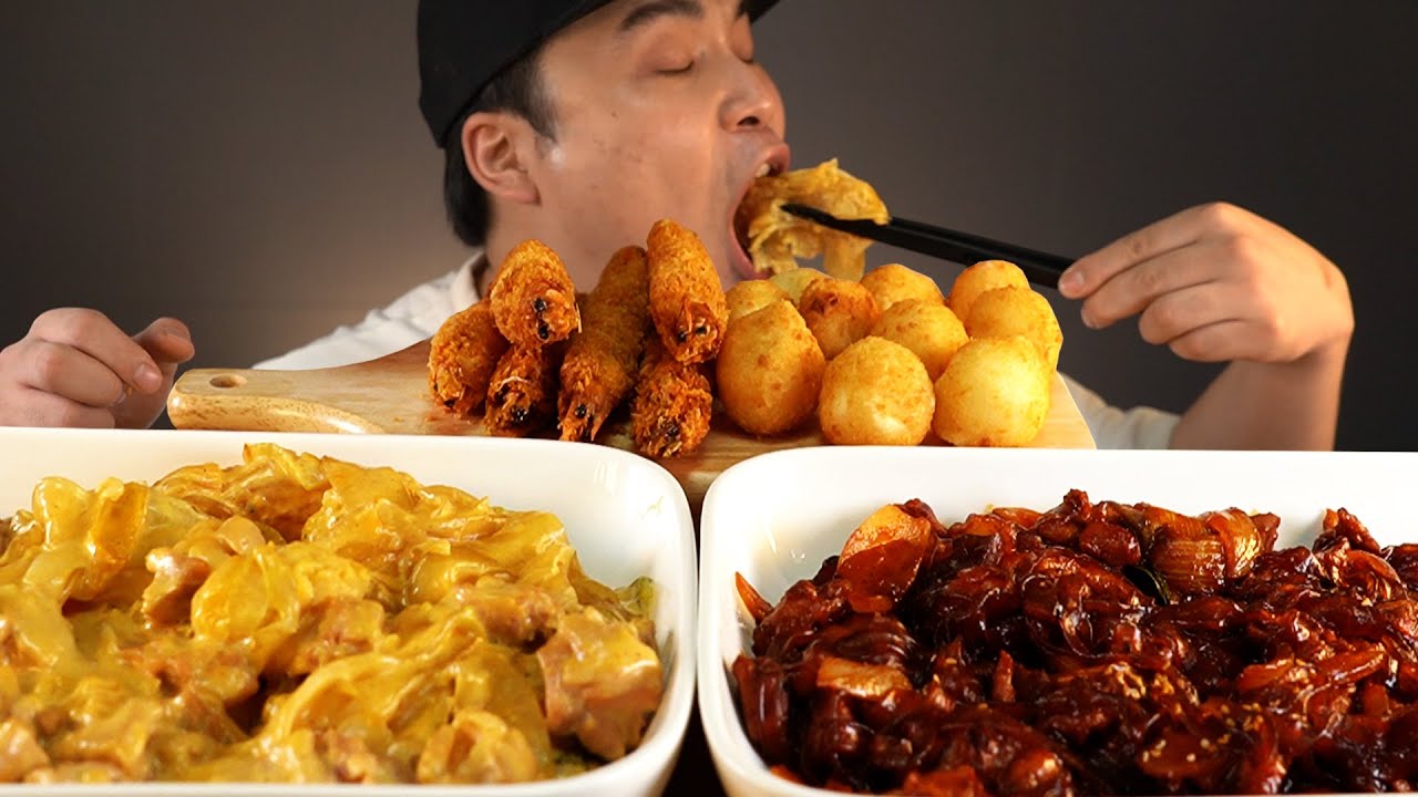 두찜 역대급 신메뉴 트러플 크림 찜닭과 불마왕불닭 먹방~!! 리얼사운드 ASMR social eating Mukbang(Eating Show)