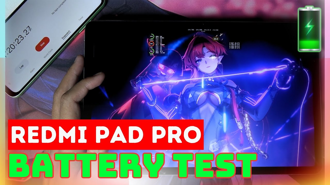 Xiaomi Redmi Pad Pro Battery Drain Test 100% to 0%