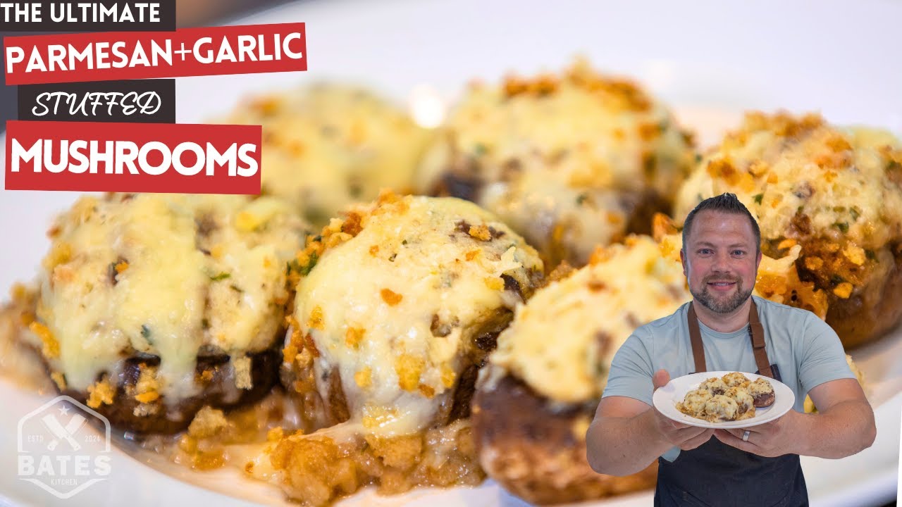 The Ultimate Steakhouse Stuffed Mushroom | Easy Parmesan+Garlic Stuffed Mushroom Recipe