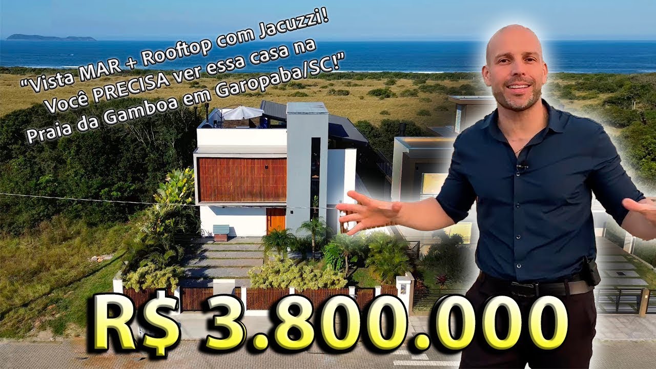 “Vista MAR + Rooftop com Jacuzzi!  Você PRECISA ver essa casa na Praia da Gamboa em Garopaba/SC!”
