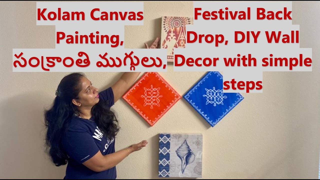 Traditional Kolam Designs|DIY wall Decor Ideas|Canvas Painting|Telugu vlogs|Twinkle vihari|Muggulu