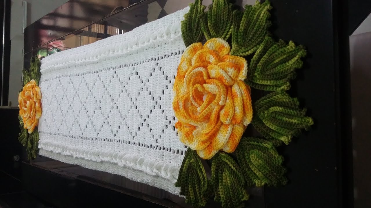 Caminho/trilho de Mesa em crochê/ de ROSAS 1/3  com passo a passo 