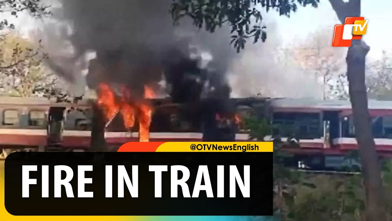 Fire Engulfs Train In MP Station, No Casualties