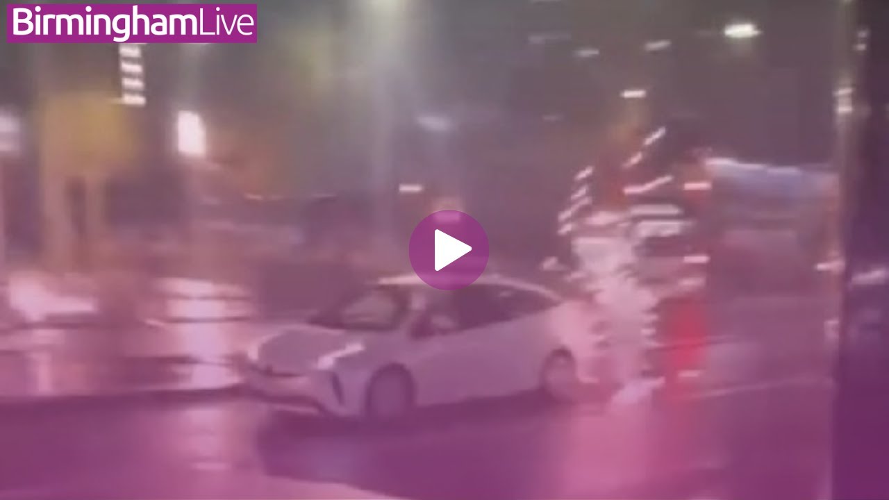 Moment yob blasts bus with fireworks in Birmingham city centre rampage