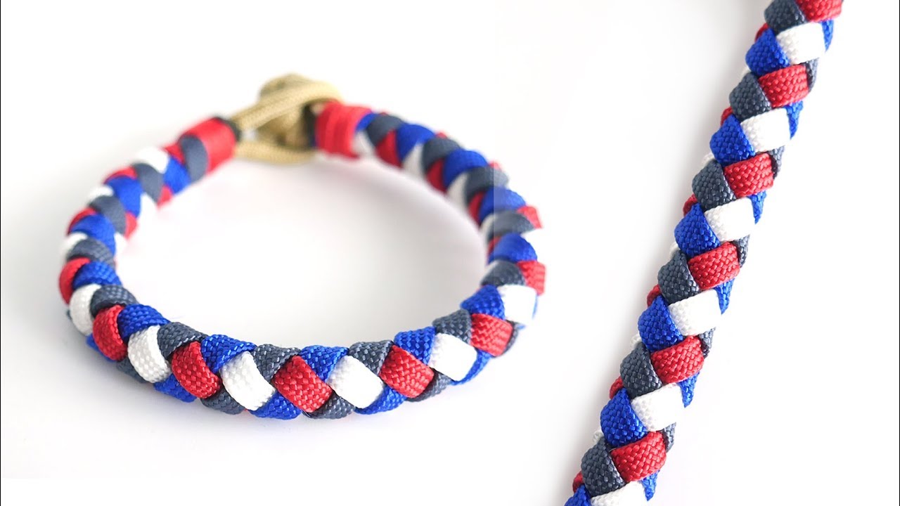 How to Make a Flat 4 Strand Round Braid Paracord Bracelet Tutorial | Knot and Loop Style