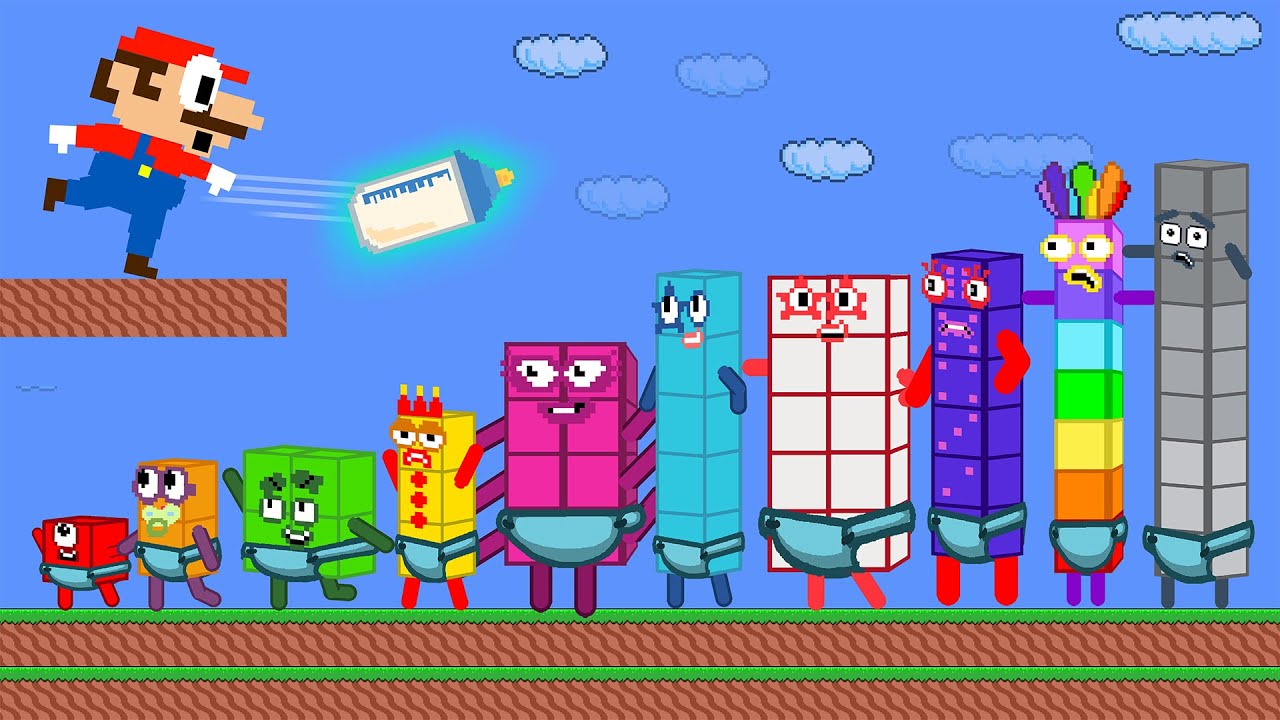 Mario rescue Numberblocks babies 1-10 mix level up | Game Animation