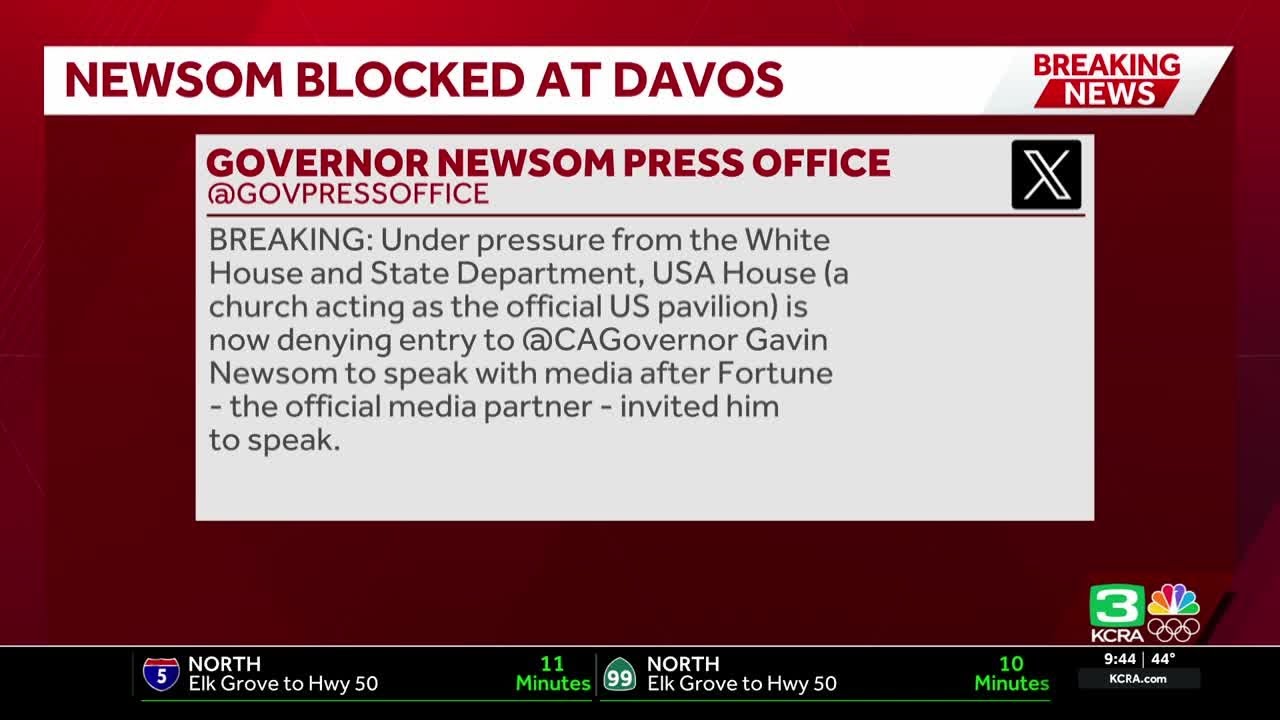 Gov. Newsom denied entry to USA House in Davos amid pressure from White House, spokesman says