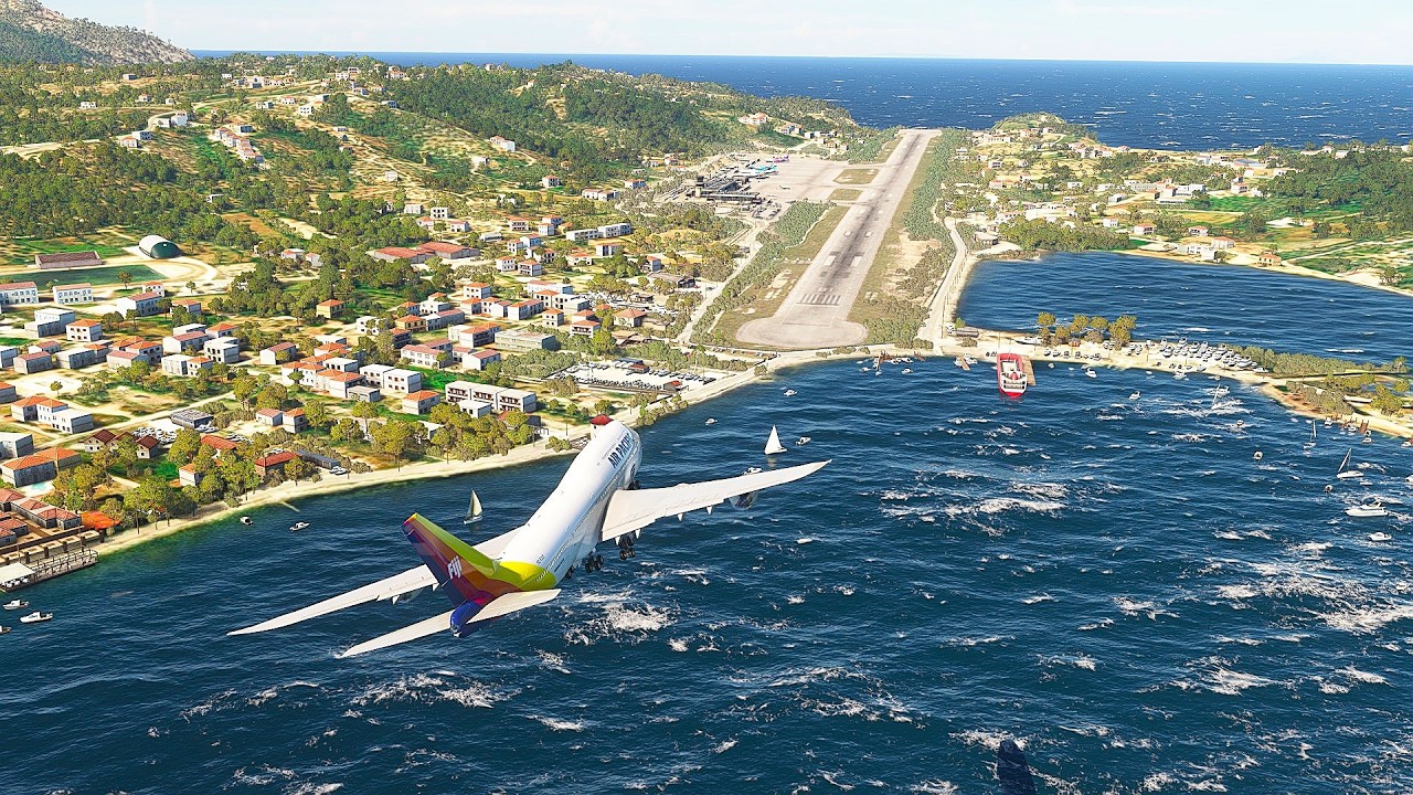Last Second Go-Around at Skiathos international Airport! Strong Crosswind