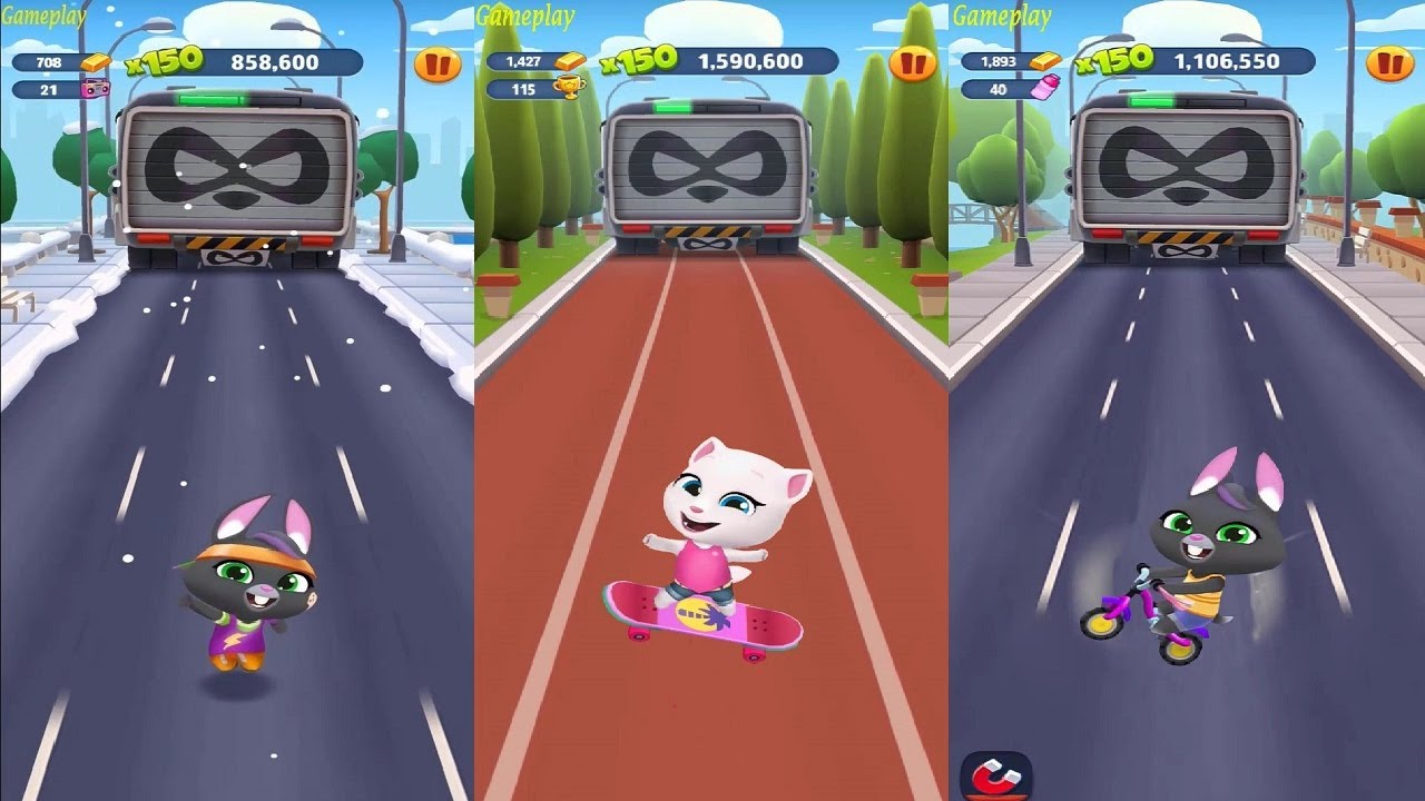 Talking Tom Gold Run Summer of Sports VS Lava Escape Skater Becca VS Talking Becca Angela Boss Fight