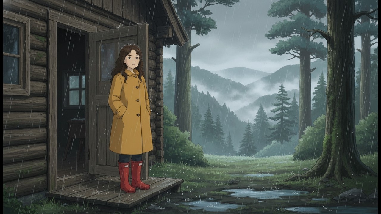 Heavy Rain at the Cozy Forest Cabin 🌧️| Horseback Foraging & Warm Herbal Porridge |Ghibli-Style ASMR
