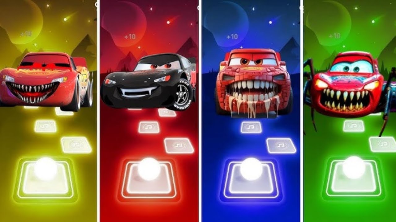 McQueen Car All Video Megamix🆚️Lighting McQueen Eater🆚️McQueen Red Car Tiles Hop EDM Rush Gameplay