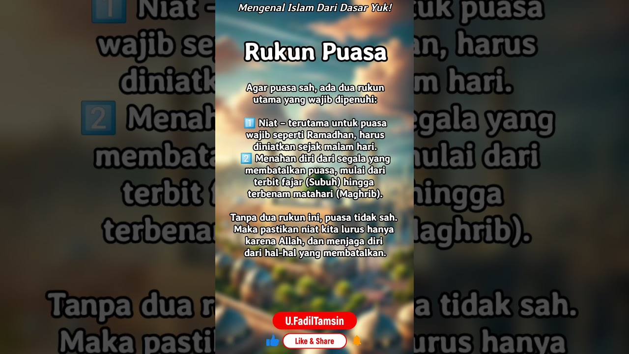 Rukun Puasa dalam Islam | Wajib Dipahami