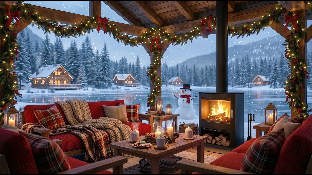 Relaxing Piano & Fireplace Sounds 🔥 Soft Winter Ambience ❄️ Study / Sleep / Work