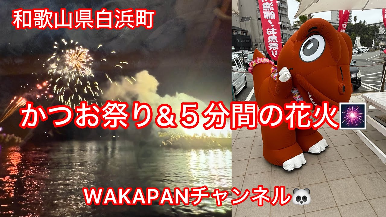 和歌山県白浜町　かつお祭り&５分間の花火🎆WAKAPANチャンネル🐼