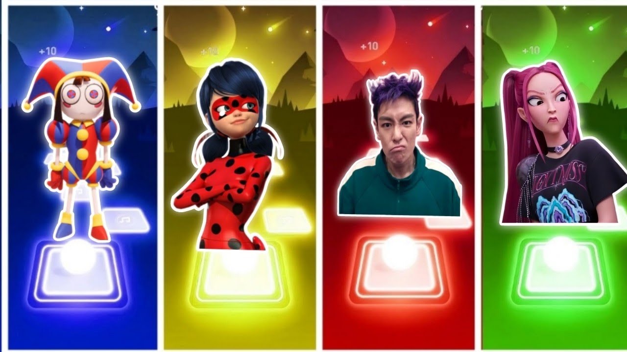 The Amazing Digital circus VS Calmar VS Lady bug VS KPOP Demon Hunters VS Tiles Hop EDM Rush 