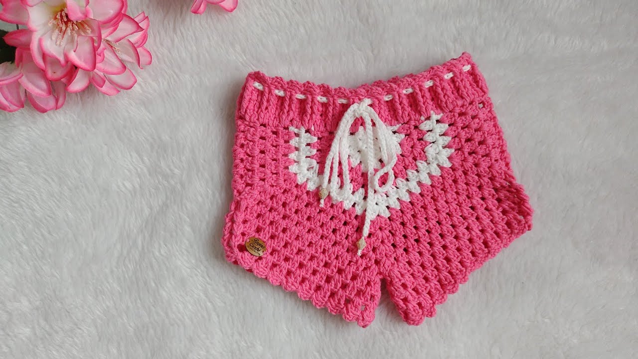 SHORT DE CROCHÊ BLOGUEIRINHA INFANTIL DE 6  MESES A 1 ANO