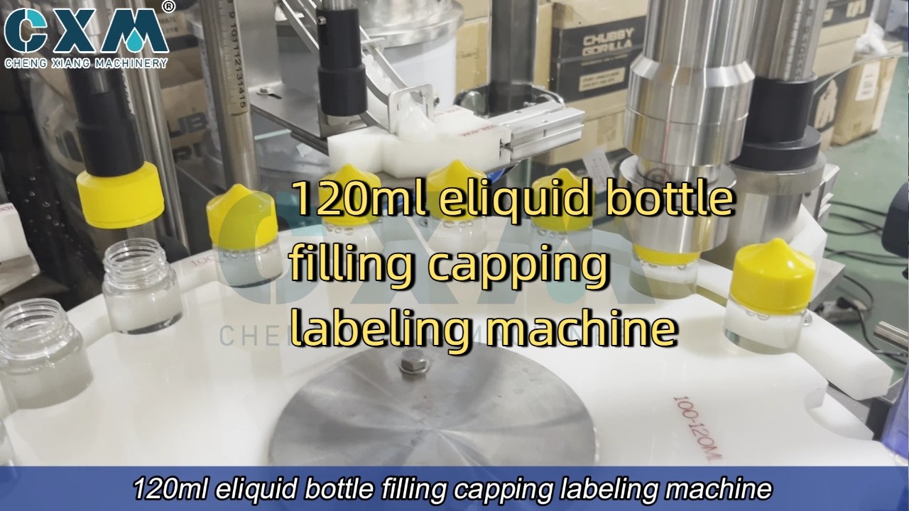 120ml E-liquid Bottle Filling Capping Labeling Machine | Complete Vape Juice Packaging Line
