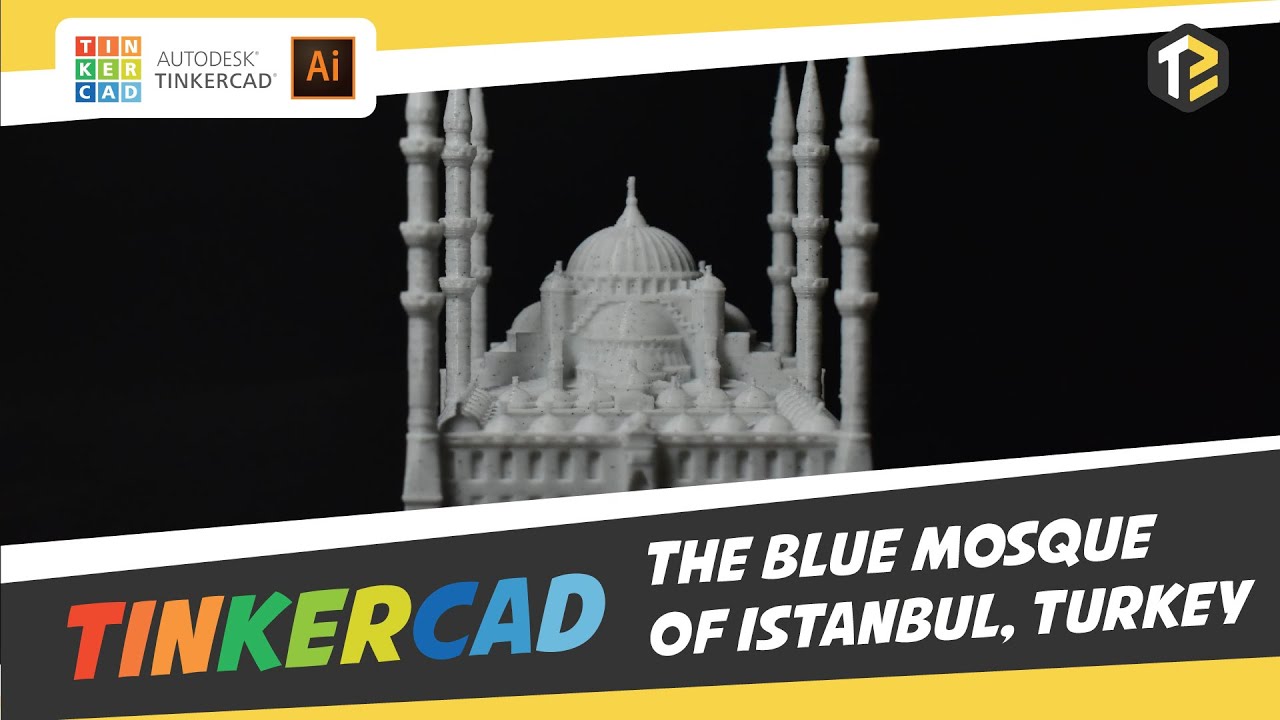 Speed Art of Blue Mosque of Istanbul, Turkey 🕌 🇹🇷   || TinkerCAD with Illustrator