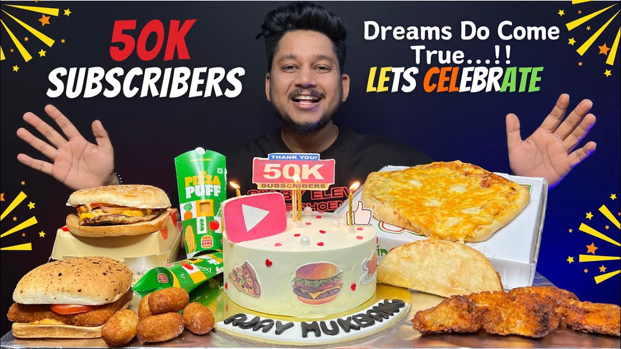 50k Special Mukbang | Burger King Hot & Saucy Cheesy Burger | Lapino'z 7 Cheese Pizza | Devil Wings