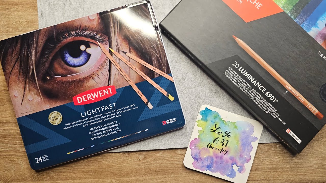Derwent Lightfast vs Caran D'ache Luminance тест, сравнение, моё мнение. Обзор набора 24 и 20 шт.
