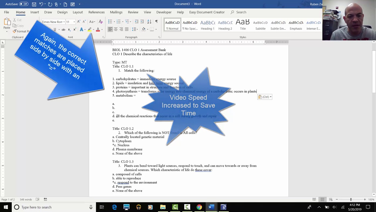 Using MS Word and Respondus to Create a Test Pool for Blackboard