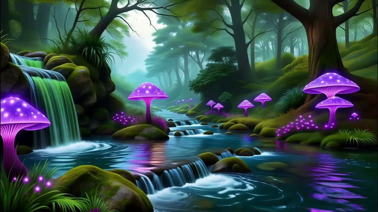 🌌 Enchanted Waterfall Forest ✨ Cozy Relaxing Sounds for Sleep, Study & Meditation
