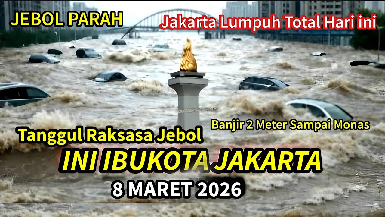 JAKARTA LUMPUH TOTAL 8/3/2026! TANGGUL RAKSASA JEBOL ,BANJIR 2 METER KOTA JAKARTA KE SAMPAI MONAS,