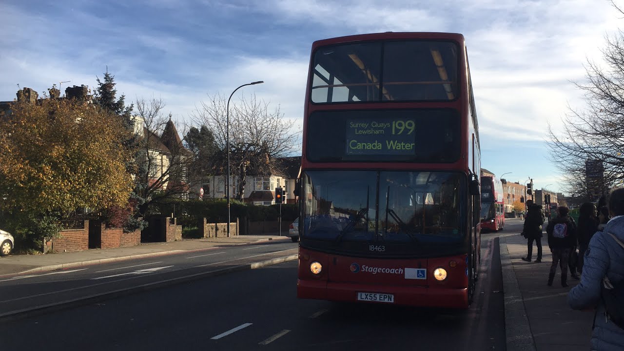 **FULL ROUTE VISUAL** Route 199 Canada Water - Bellingham, Catford Bus Garage on 18455 (LX55EPA)