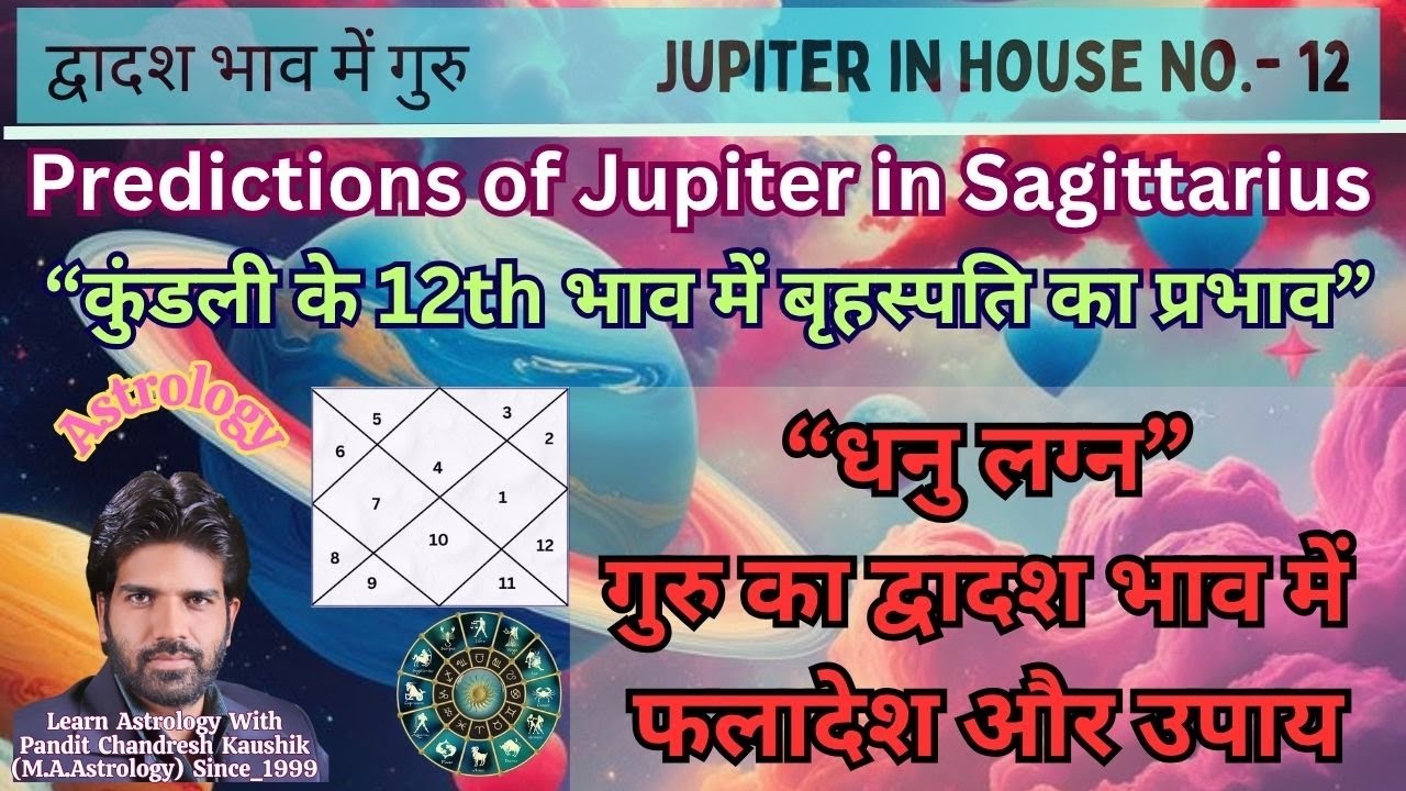 धनु लग्न–गुरु_बृहस्पति का द्वादश भाव फलादेश-उपाय Sagittarius-Jupiter in 12th House Prediction-Remedy