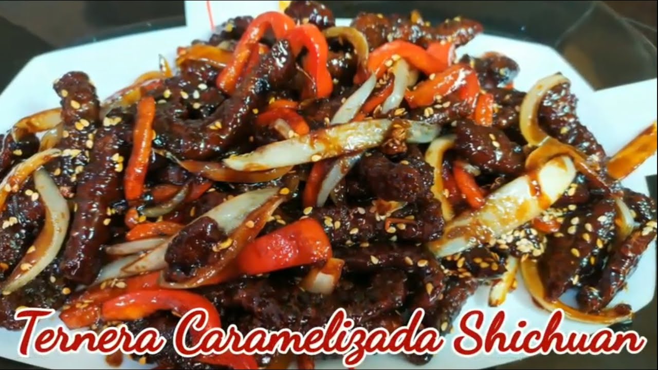 Ternera Caramelizada Shichuan estilo Asiático