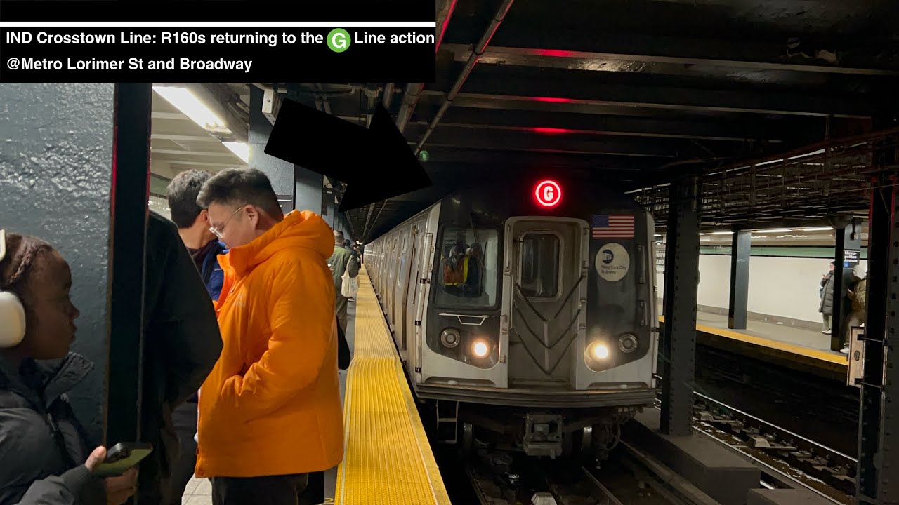 IND Crosstown Line: R160s returning to the (G) Line action @Metro Lorimer St and Broadway 