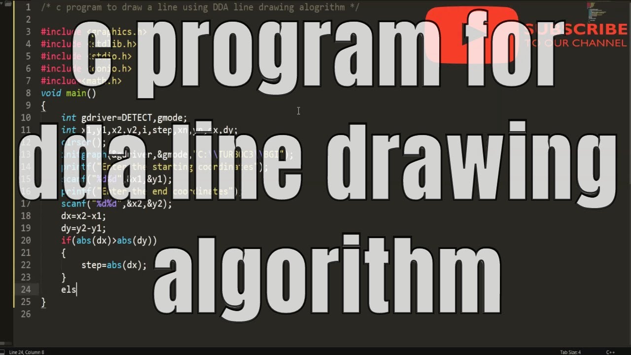 c program for dda line drawing algorithm | computer graphics in c